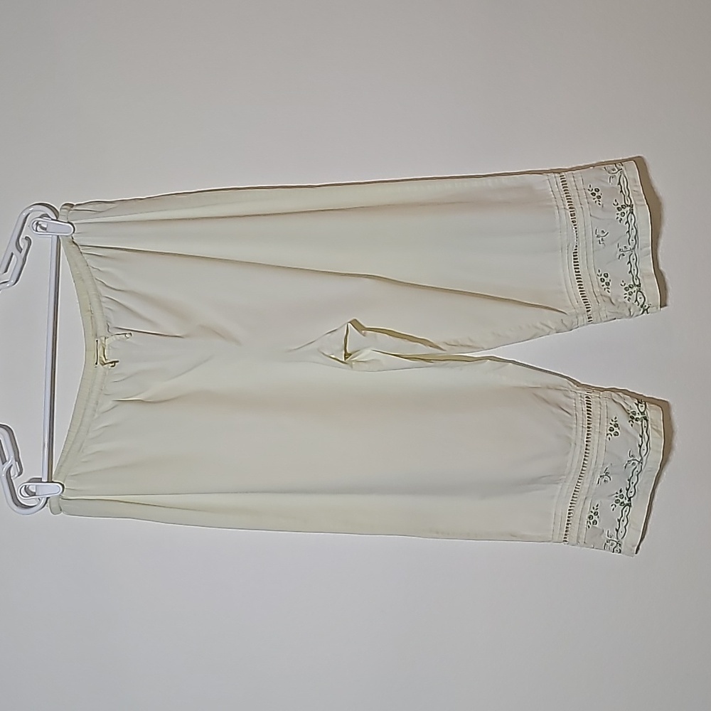 Kenji Comfort Pajama PJ Bottoms Lounge Pants Embroidered Beaded Floral Elastic L